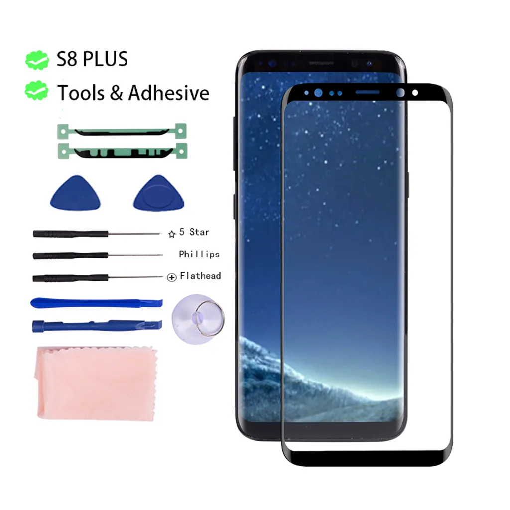 Комплект для ремонта OLED стекла, совместимый с samsung Galaxy S8/S8 Plus, переднее стекло, крышка для объектива, запасной комплект для ремонта 19Sep09