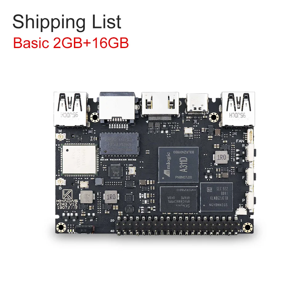 Bundle1 Khadas VIM3 одноплатный компьютер Amlogic A311D с 5,0 топами NPU AI tensorflow x4 Cortex-A73 x2 A53 ядрами SBC android linux - Комплект: Bundle1