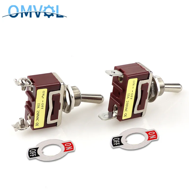 1pc 12mm Momentary toggle switch 2pin single side spring return latching on-off fixed 15A 250VAC waterproof cover | Обустройство дома