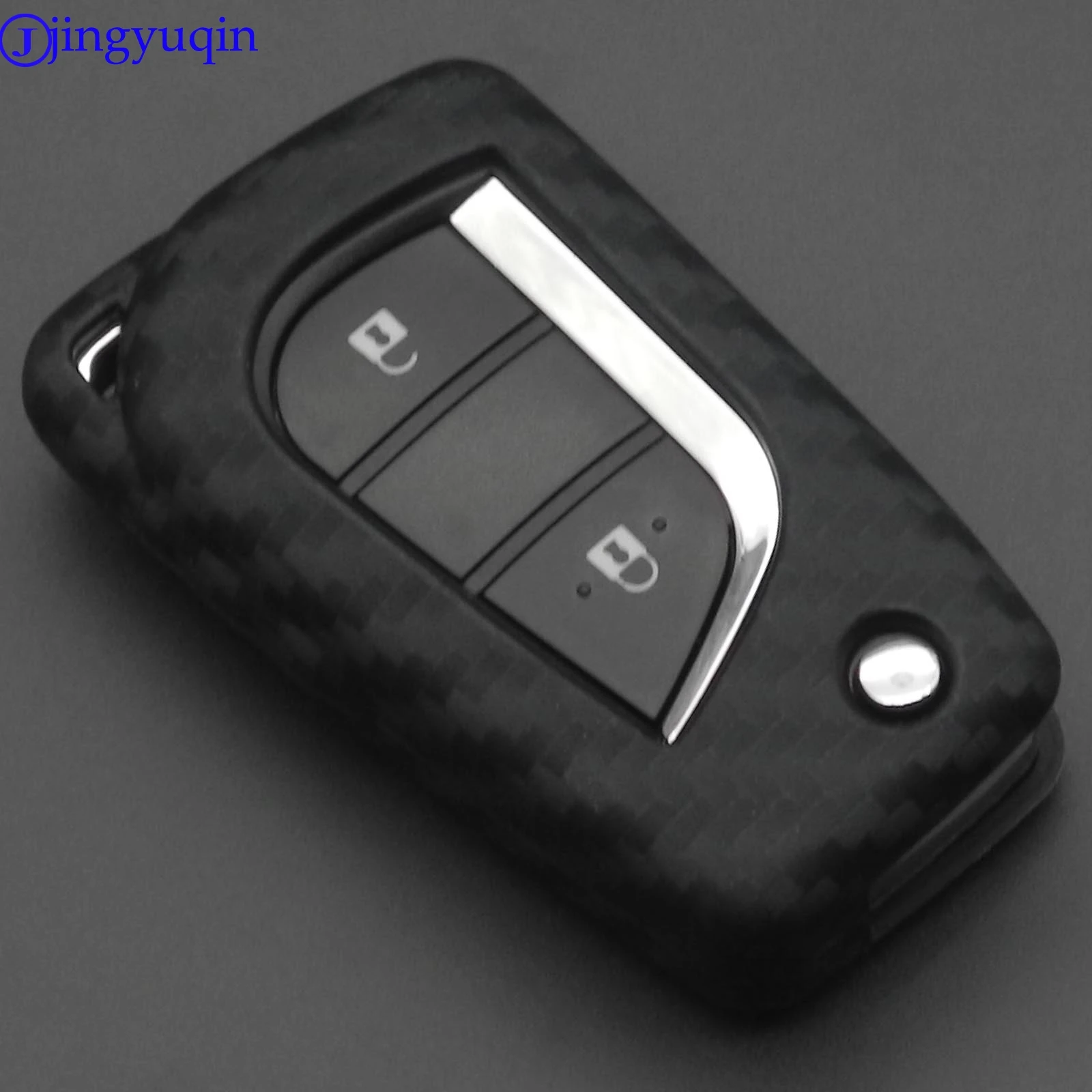 Силиконовый чехол для автомобильного ключа из углеродного волокна Toyota Auris Corolla