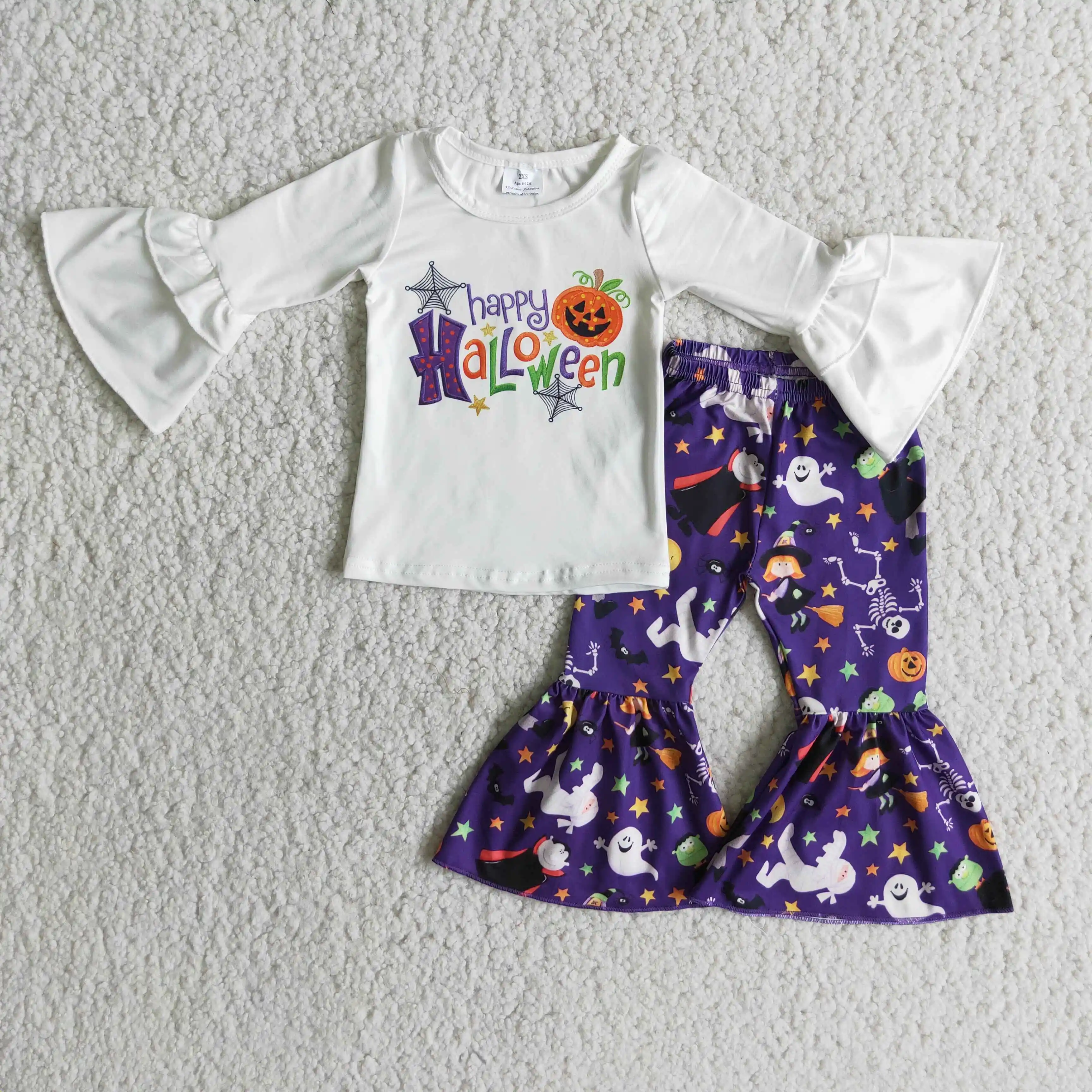 

Cute ghost Boo Horror Halloween girl children wholesale clothing girl's bell bottom fashion personality 2-piece set