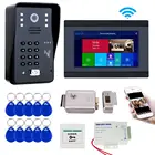 Видеодомофон 7 дюймов, Wi-Fi, комплект видеозвонка Intecom с электрическим замком, ID-брелок, мобильный телефон, домофон с приложением, разблокировка