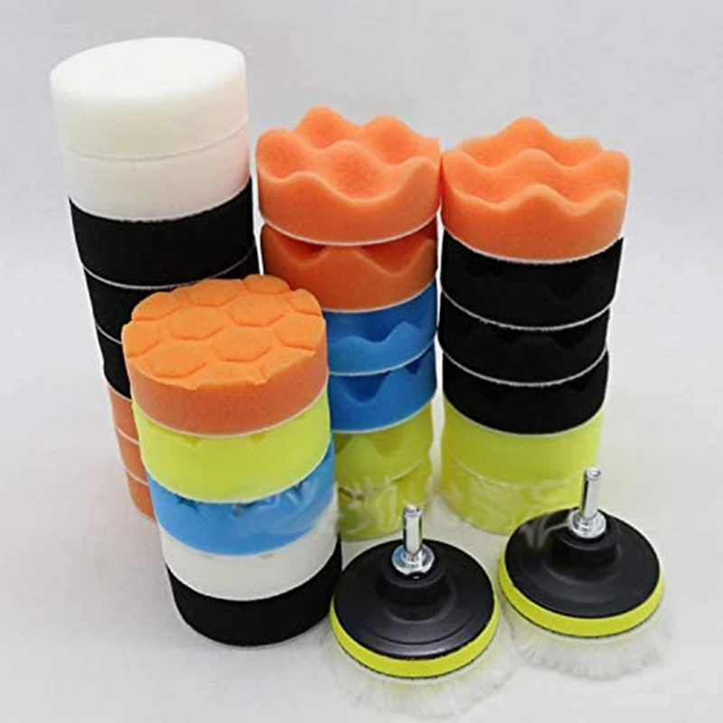 

31 PCS 3 Inch Buffing Sponge Pads and Polishing Pads Kit, Car Polishing Pad Kit Foam Polishing Pads Polisher Attachment