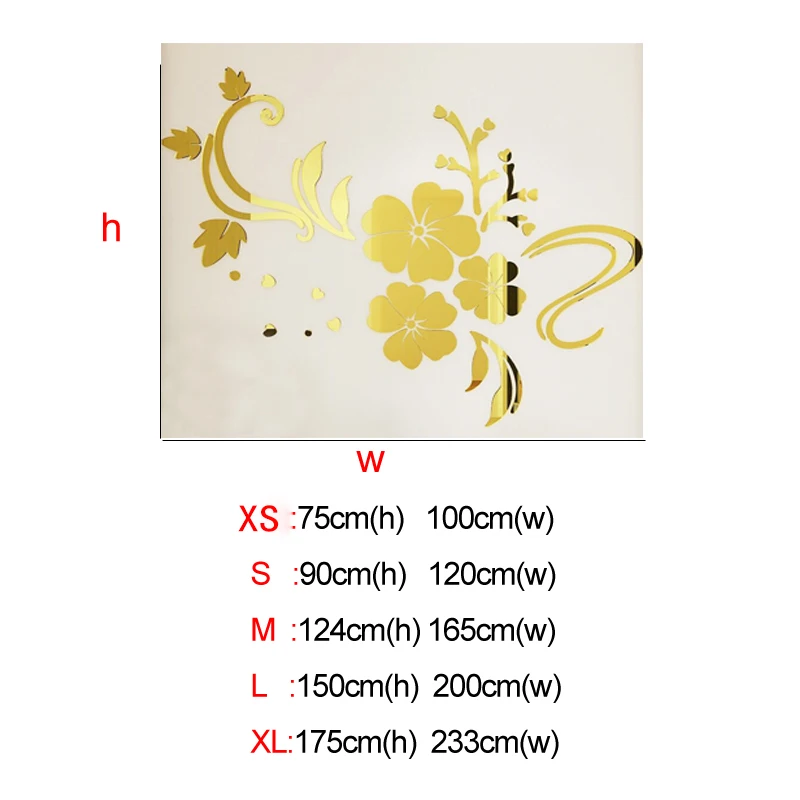 

Hibiscus Flower Mirror Wall Stickers Living Room TV Backdrop DIY Art Wall Decor Home Entrance Acrylic Wall Stickers Decoration