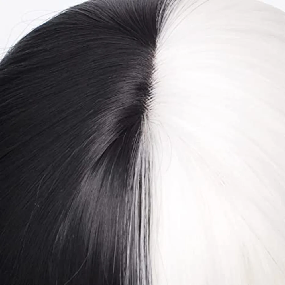 Черно-белый женский парик Cruella Deville Kuila с челкой короткий волнистый вьющийся