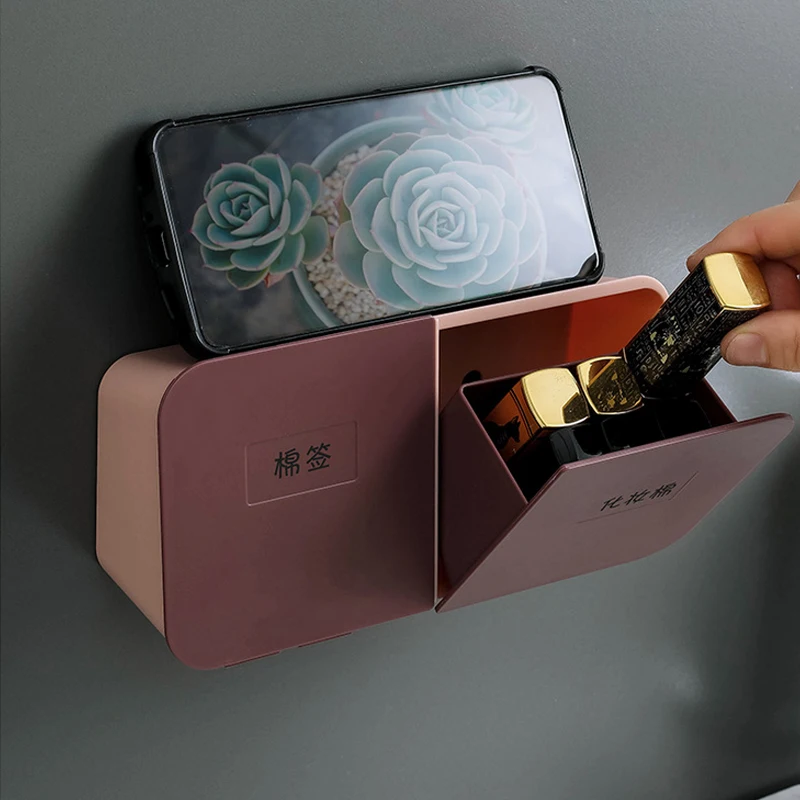 

Wall Mounted Dust-proof Organizer Storage Box Remote Control Air Conditioner Stand Holder Hotel Office Home Storage Organization