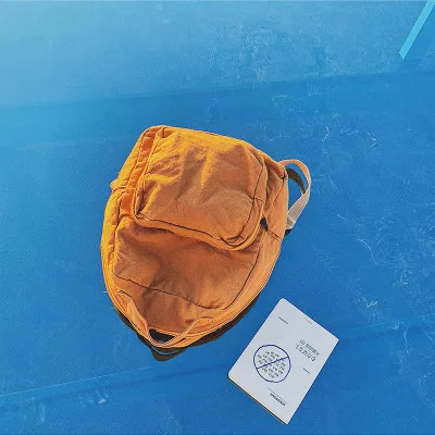 yellow Корейский рюкзак, простая холщовая дорожная сумка для женщин, модный универсальный Одноцветный рюкзак, Студенческая школьная сумка на молнии - Color: yellow