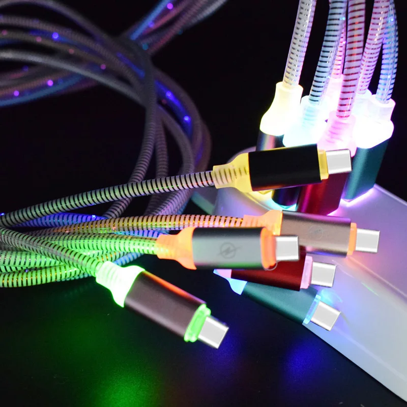 Светящийся кабель Зарядные кабели светодиодная подсветка Micro USB Тип C зарядное