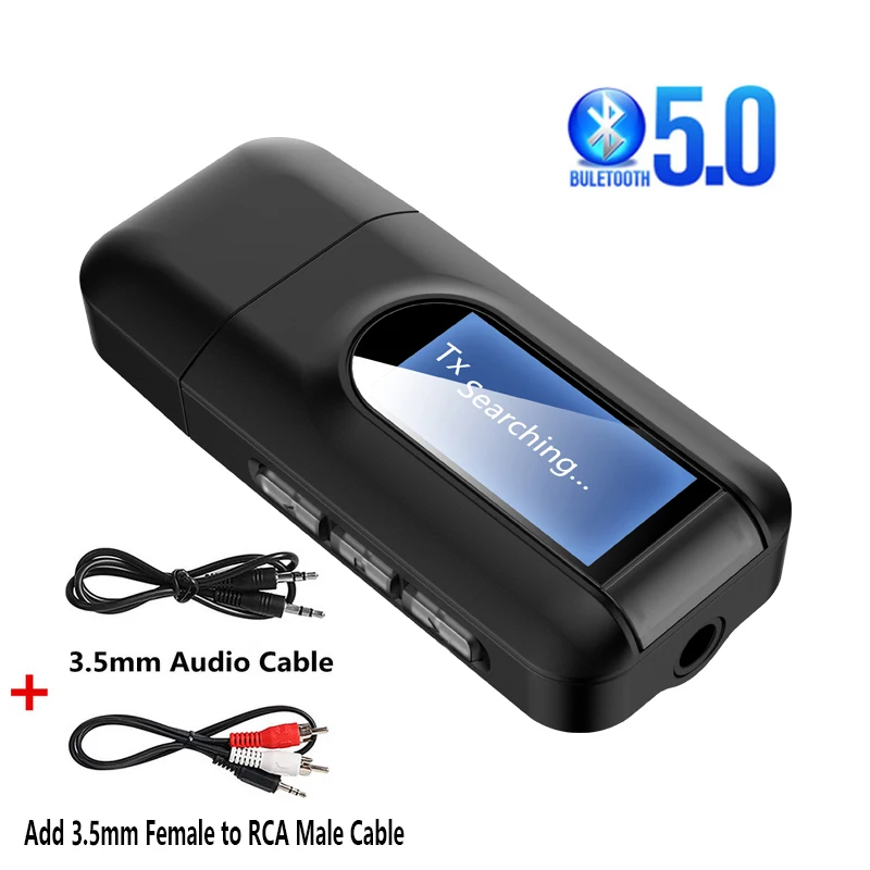 USB Bluetooth 5.0 Audio Receiver Transmitter With LCD Screen 2IN1 Mini 3.5mm Jack AUX Wireless Adapter For TV Car PC | Автомобили и