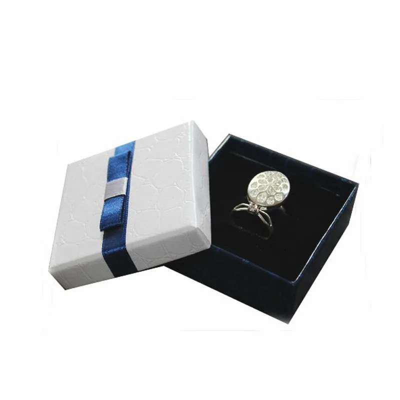 Blue Ring Box Pink Necklace Box with ribbon 100pcs/lot 6.3*6.3*2.3cm  ring packaging box earring display case Jewelery Packaging