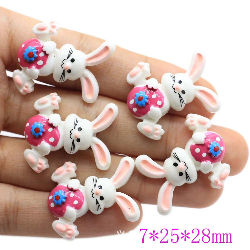 

5 шт. с плоской задней частью мультяшный кролик клубника украшение из смолы кабошон для скрапбукинга подходит для волос бант аксессуары для ...