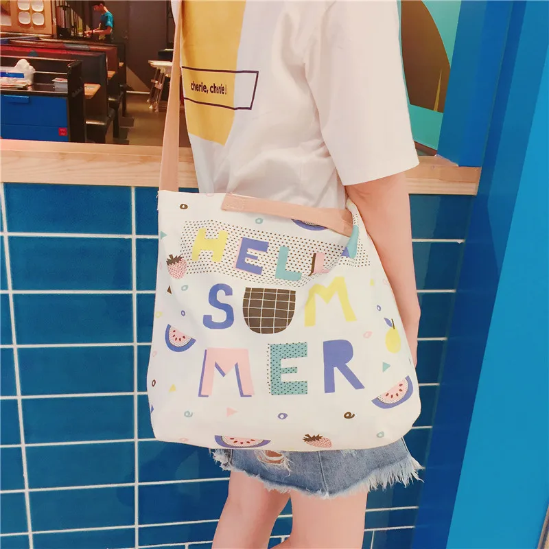 Летние сумки с надписью 2019 повседневные холщовые тоуты котом и застежкой на