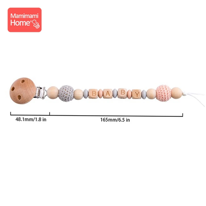 Peach Pacifier Chain Детский деревянный Прорезыватель крючком игрушки животных деревянные пустые грызуны олень погремушка пустышка зажим подвеска силиконовые бусины детские товары - Цвет: Peach Pacifier Chain