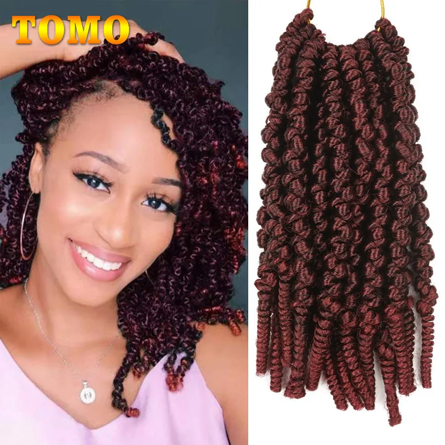 

TOMO Pre-twisted Spring Twist Crochet Hair 8 Inch Short Curly Passion Twist Crochet Braids Bomb Twist Synthetic Hair Extensions