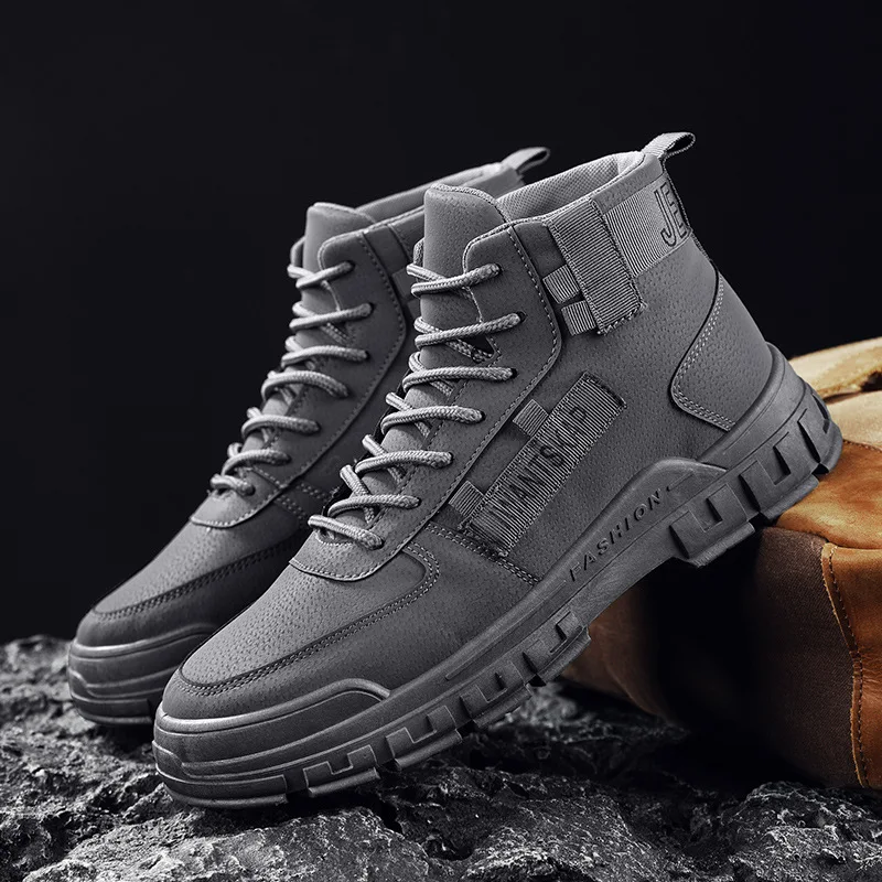 

Winter Mens Boots Men Casual Fashion Sneakers Men Outdoor Ankle Boots Men Leather Boots For Men High Top Shoes