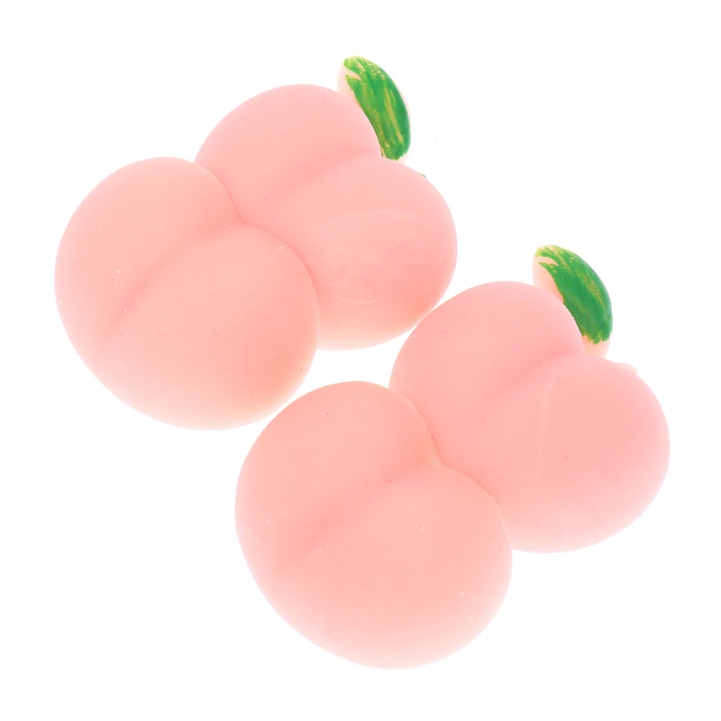 

2Pcs Pinch Decompress Cute Peaches Butt Soft Silicone Decompression Toy