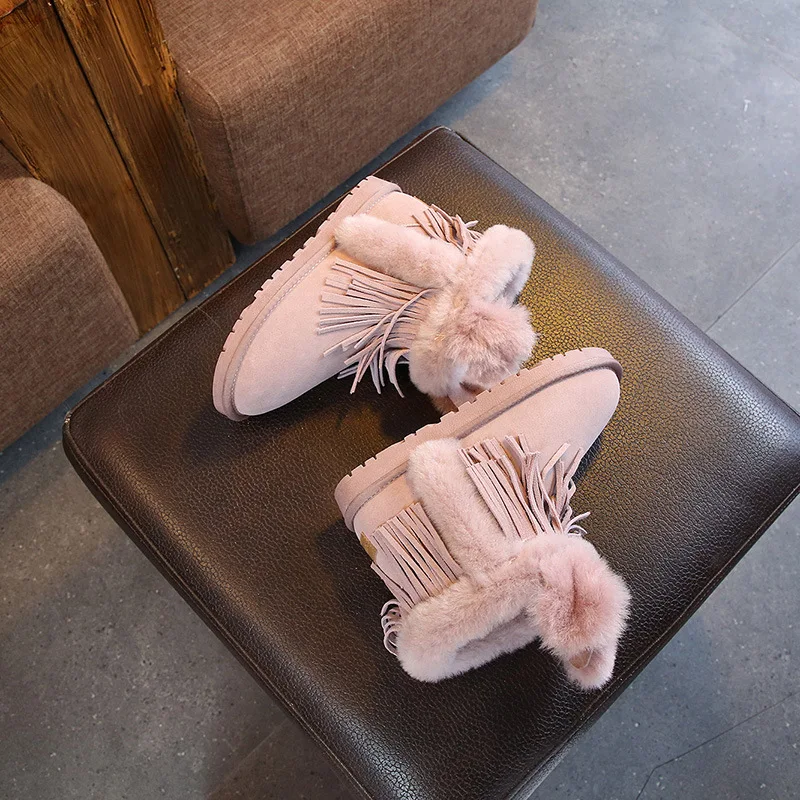 Зимние ботинки Dolakids детская кожаная обувь хлопковые для девочек теплая с милым