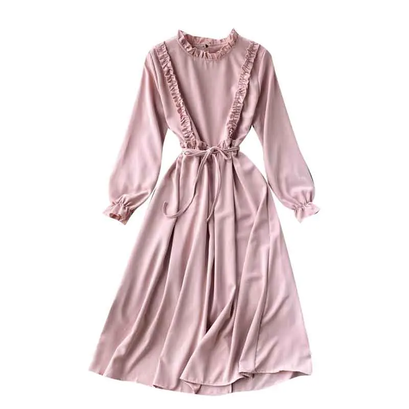 Платье SINGRAIN женское с воротником-стойкой шикарное простое однотонное