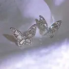 Серьги-гвоздики женские, в стиле панк, стразы, с бабочками, 2021