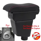 Подлокотник для Renault Clio 4, подлокотник для Renault Captur, ящик для хранения автомобильных аксессуаров, подстаканник, пепельница, USB, светодиодная подсветка