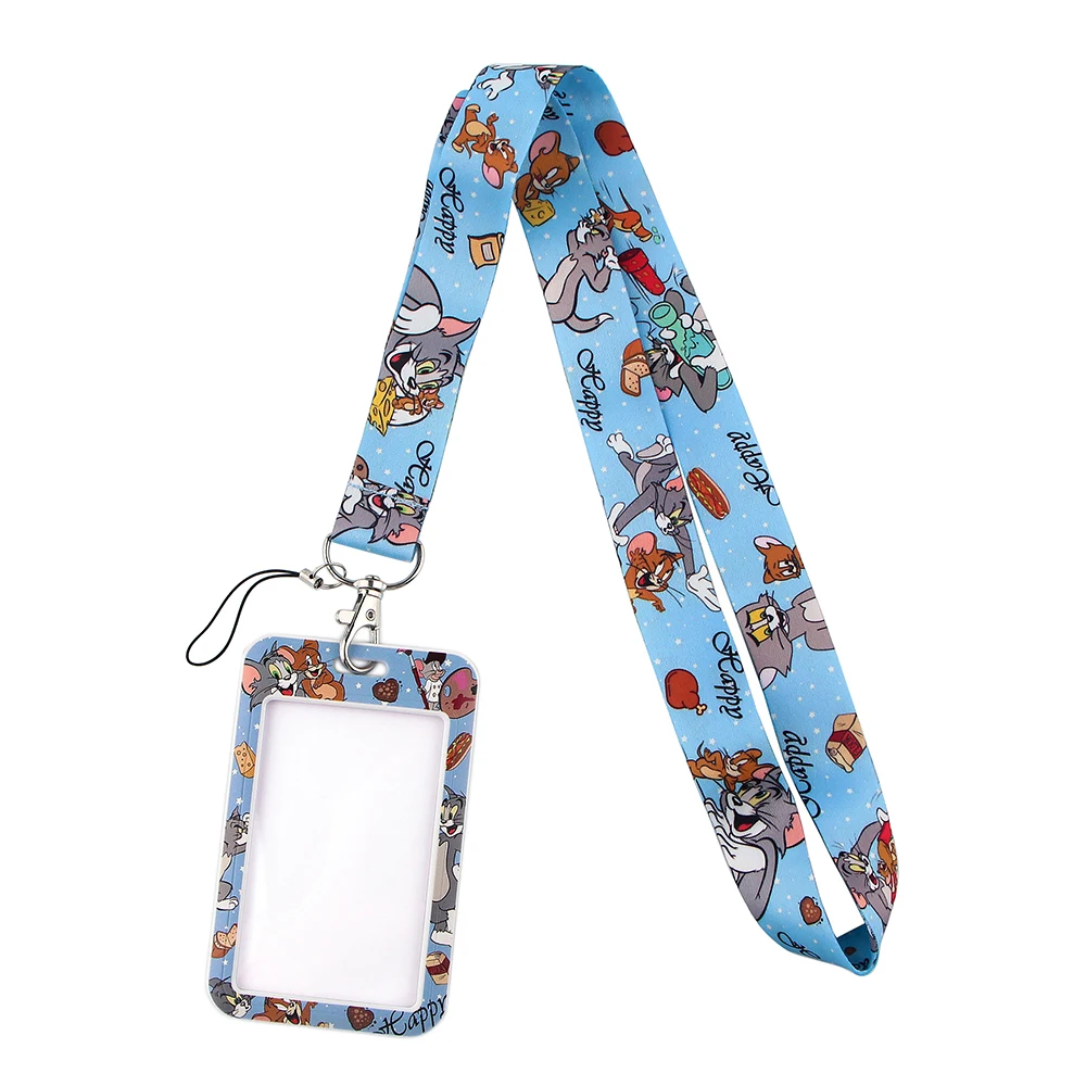 LT378 Anime Cats Print Keychain Ribbon Lanyards for Keys ID Card Phone Straps Hanging Rope Lariat Students Badge Holder |