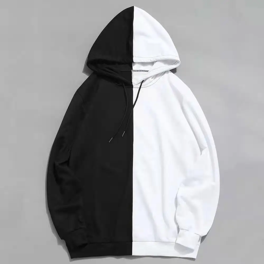 

2021 spring new hooded men's color-blocking sweater coat loose fashion casual Korean trend hooded sweater trendy men