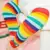 Детские гетры, хлопковые носки для девочек, детские Разноцветные Вязаные леггинсы в радужную полоску для ползания, зимние мягкие носки - изображение