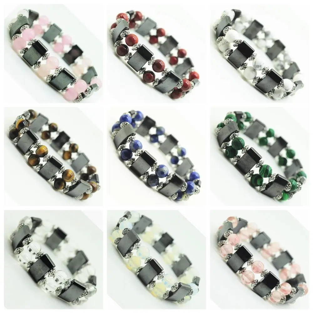 

Weight Loss Round Black Stone Magnetic Therapy Bracelet Health Care Hematite Stretch For Men Women