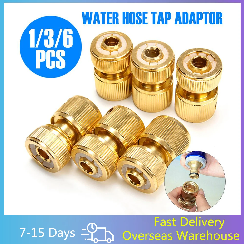 Brass-Coated Hose Adapter, 1/2" Quick Connect Swivel Connector Garden Hose Coupling Systems for Watering Irrigation