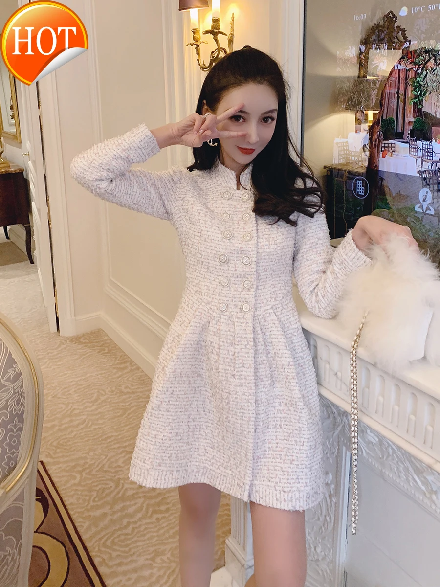 

new elegant pink color bright silk romantic playful doll skirt medium length coat autumn and winter girl