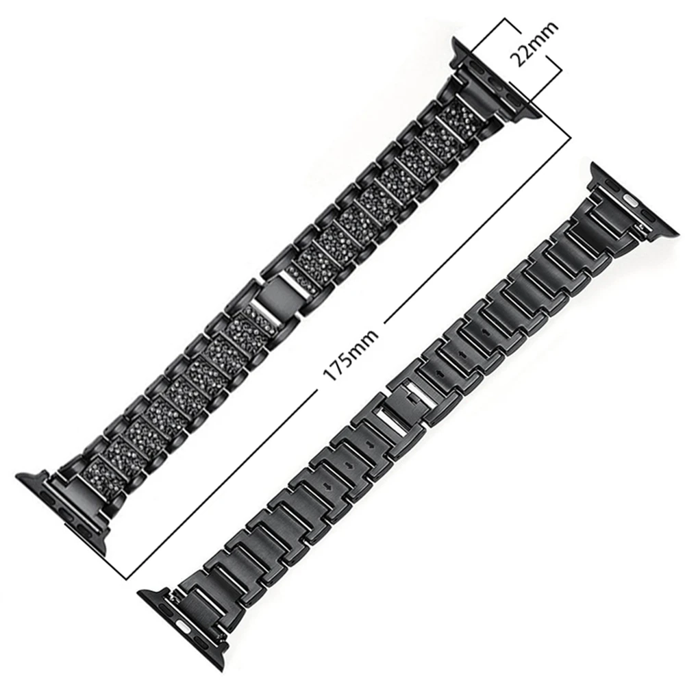 

Diamond Rhinestone Stainless Steel Watch Band Wristband Bracelet Loop Strap Jewelry For Apple Watch SE Series 6 5 4 3 2 1