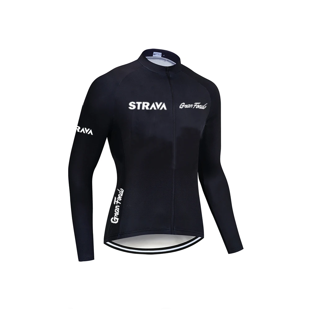 2020 STRAVA черный Профессиональный Топ с длинным рукавом Велоспорт Джерси MTB