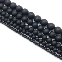 a quality natural matte black agates stone round loose spacer glass beads for diy bracelet jewelry making 15 4 6 8 10 12 14mm