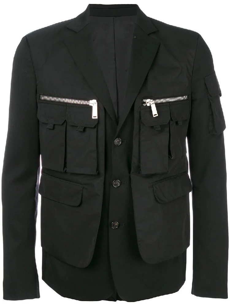 

HOT S-6XL Autumn Men's New Fashion Personalized Large size customization Multi-pocket bag slim casual suit