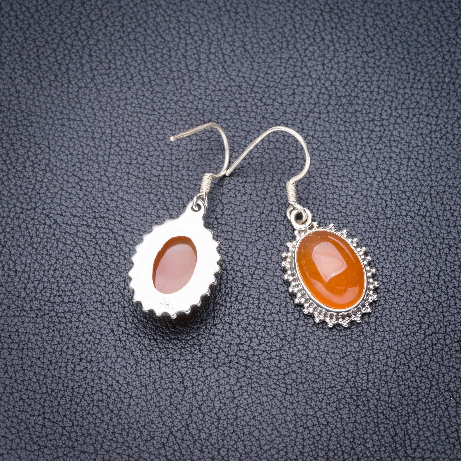 

StarGems Natural Carnelian Handmade 925 Sterling Silver Earrings 1.5" E5778