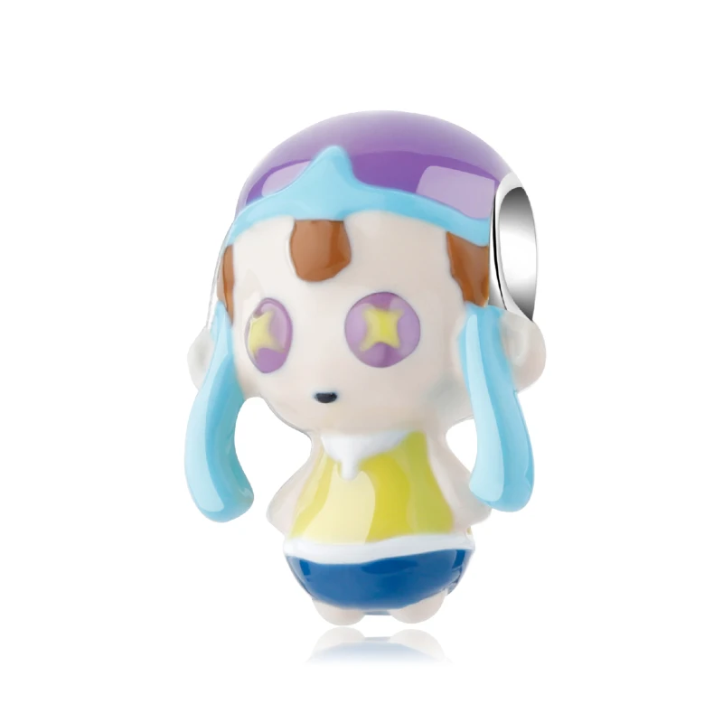 

Подвески в виде аниме, серебряные подвески в виде красивой девушки, Подвески из бисера для браслета «сделай сам», оригинальные Изящные эмал...