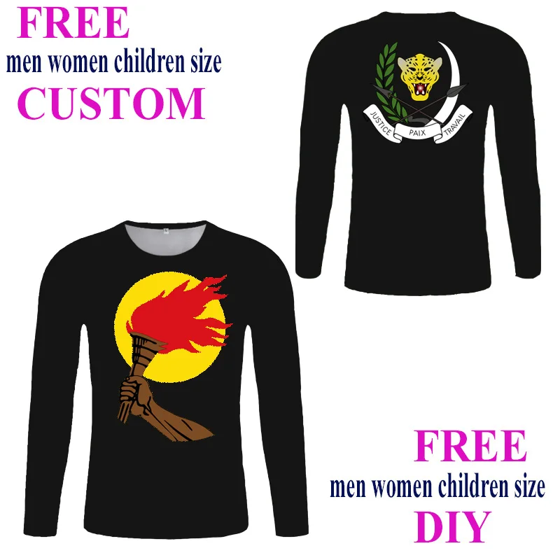 Конго Заир футболка с длинными рукавами Киншаса ЦАР футболки рубашка эмблемой