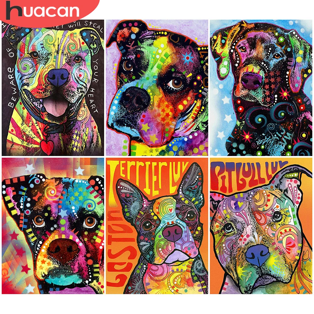

HUACAN полный квадрат Алмазная картина собака ремесло комплект 5D DIY Алмазная вышивка животное красочная мозаика рукоделие ручной работы подар...