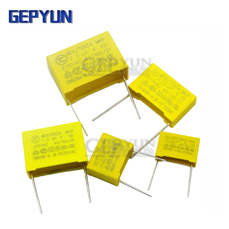 

10pcs 275VAC capacitor X2 series 0.01UF~2.2UF Polypropylene film capacitor New 10nf 100nf 150nf 200nf 680nf 470nf 1UF Gepyun