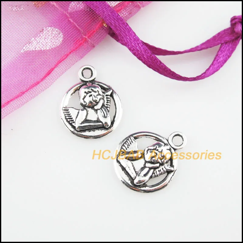 Новинка 30 шт. тибетский серебристый цвет Round Подвески крылья ангела 13x17 мм |