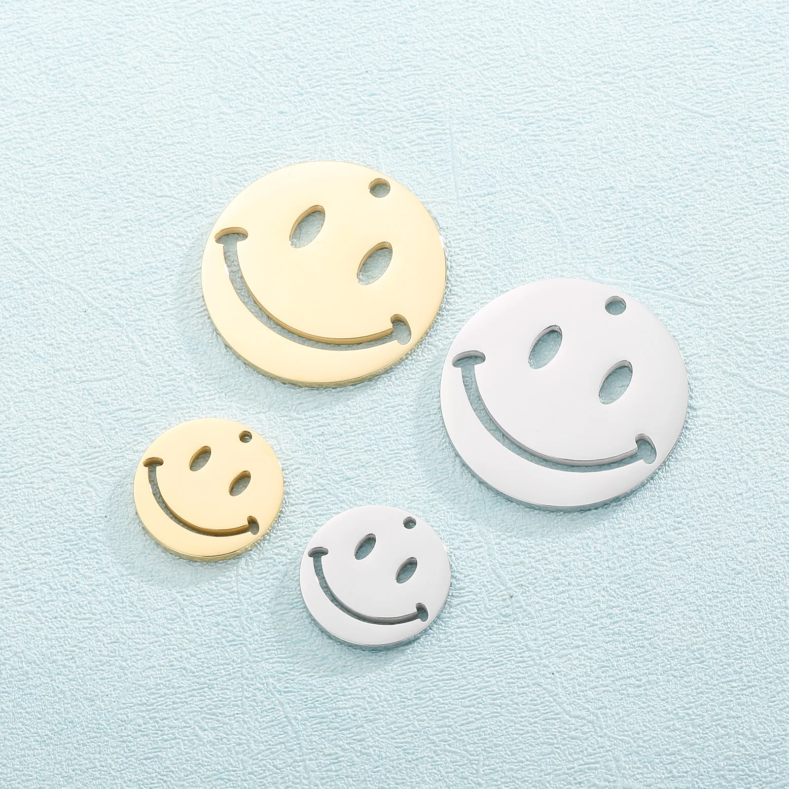 

Забавные полые серьги-смайлики, 3 шт./лот, подвески из нержавеющей стали, аксессуары для ожерелья, браслета, подвесок, милые украшения