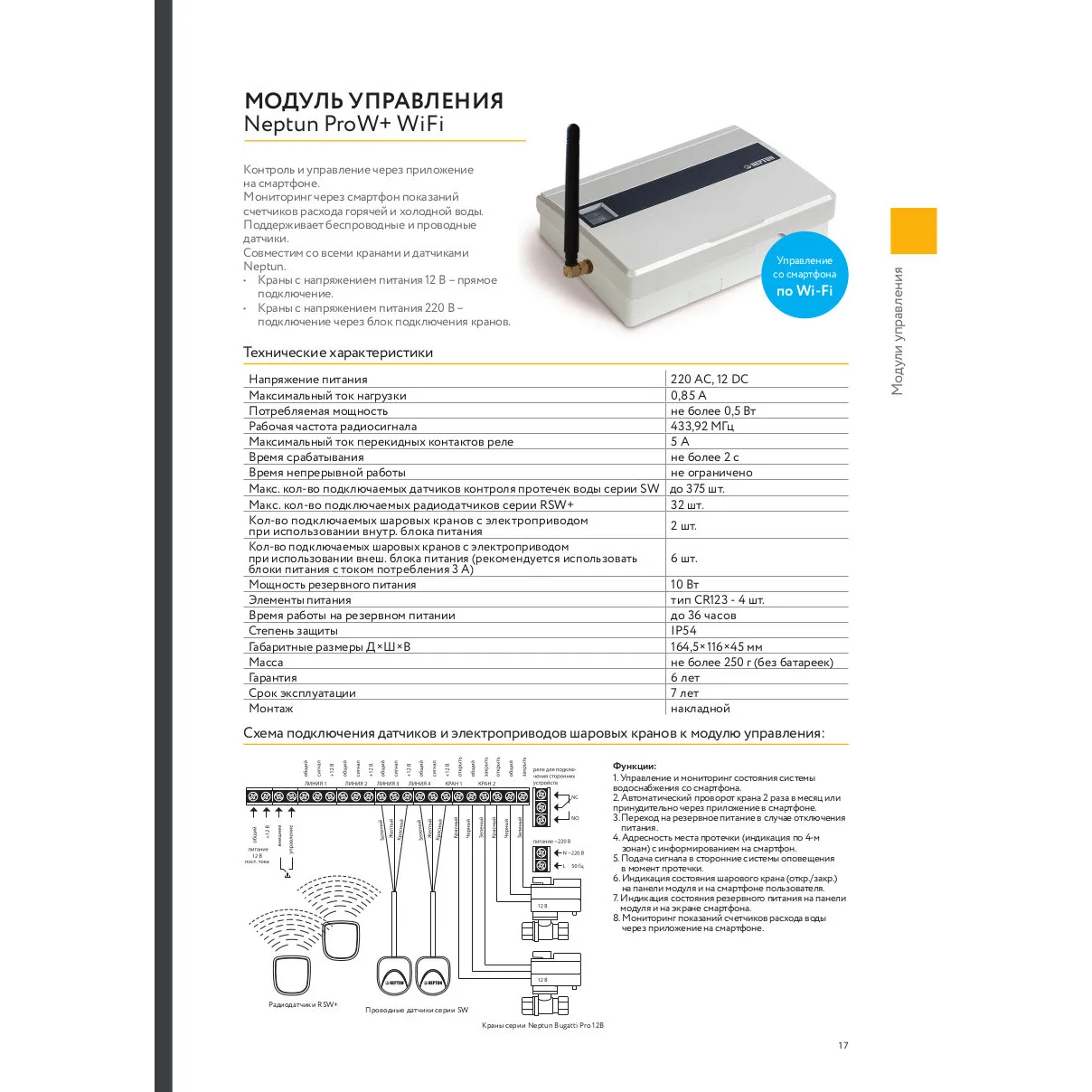Модуль управления утечкой воды Neptun ProW+ Wifi Контролер в системах защиты от утечки