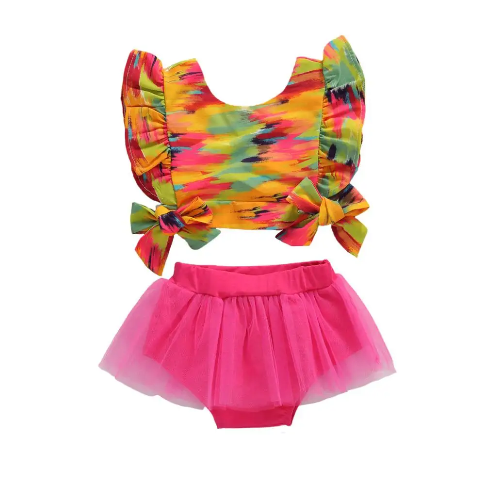 

Summer Lovely Infant Baby Girls Clothes Sets Ruffles Short Sleeve Camouflage Print T Shirts Tops+Shorts 0-12M
