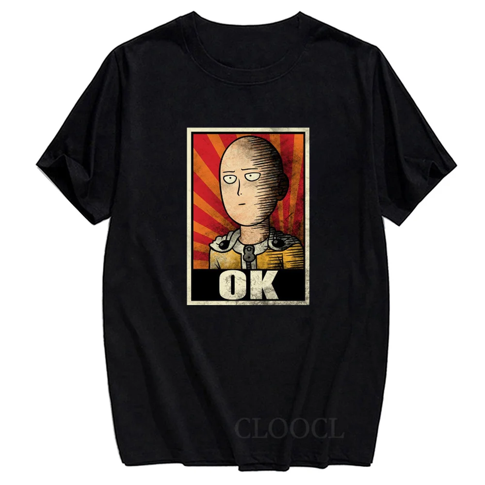 

CLOOCL Funny 100% Cotton T-Shirt Anime Super Hero One Punch Man 3D Print Casual Cotton Black Tees Round Neck Tops Drop Shipping