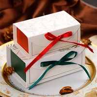 20pcs small gift boxes candy cake paper box cookie chocolate macaroon gift package party supplies with ribbon specially for you