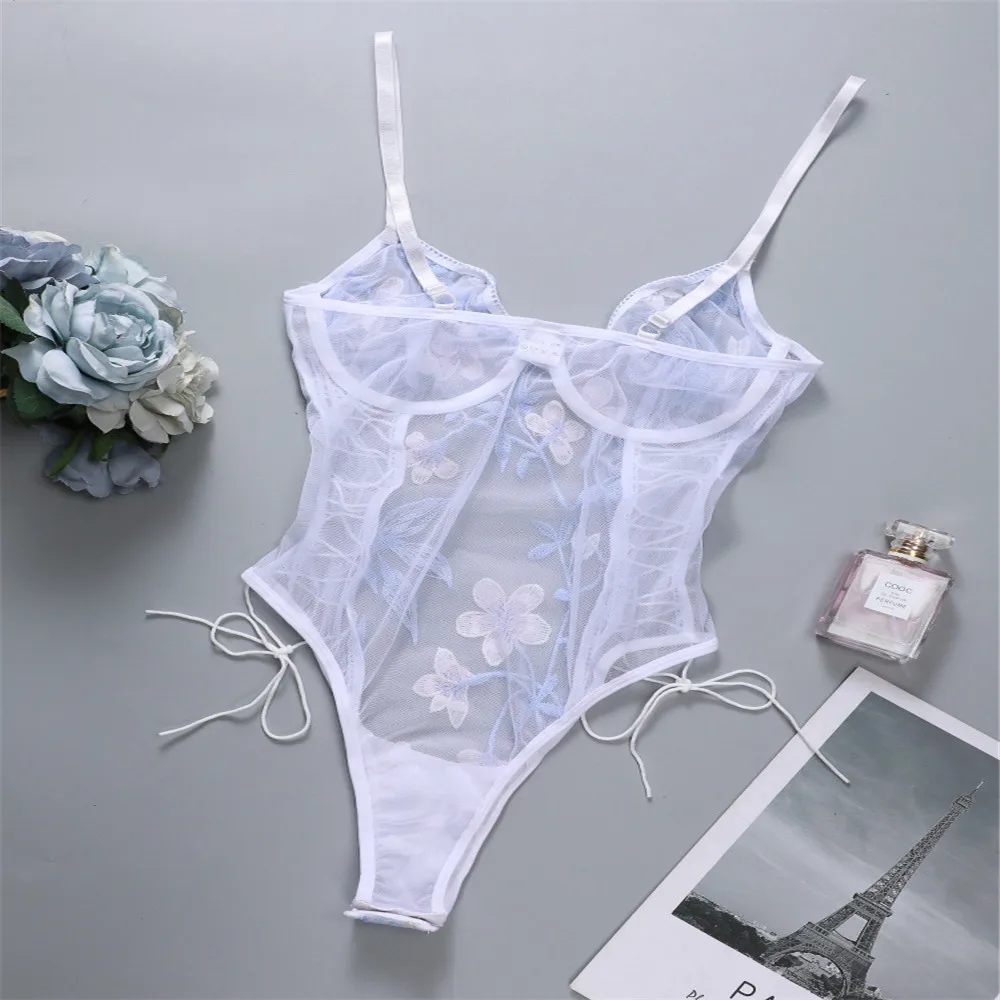 

2020 Women's Lingerie Set Sexy Lace Embroidery Print Bodysuit One-piece Suit for Honeymoon Wedding Anniversaries