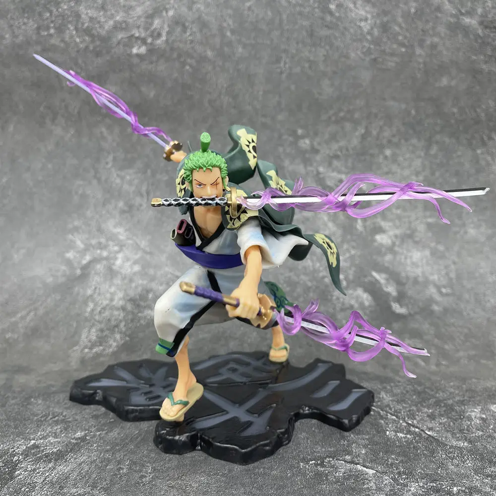 Аниме Фигурка ророноа Зоро 18 см статуя с мечами модель Luffy Ace Sanji украшение для