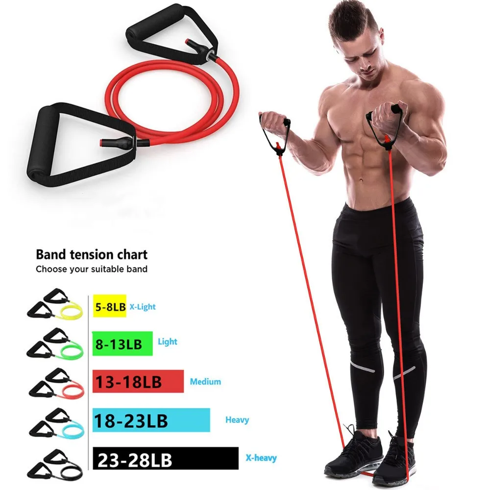 

5 Levels Resistance Bands with Handles Yoga Pull Rope Elastic Fitness Exercise Tube Band for Home Workouts Strength Training
