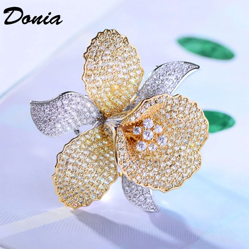 

Donia jewelry Fashion luxury boutonniere inlaid color AAA zircon flowers high-grade brooch flower accessories dress pin jew
