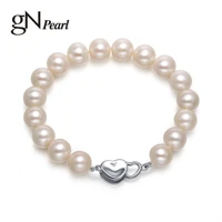 gn pearl genuien natural freshwater pearl bracelets 9 10mm 925 sterling silver love clasp gnpearl fine jewelry for women